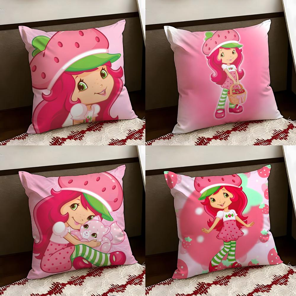 Cartoon SStrawberry SShortcake Cushion Cover Reversible Soft Durable Pillow Cover Home Car MultiScene Use for Daily Comfort
