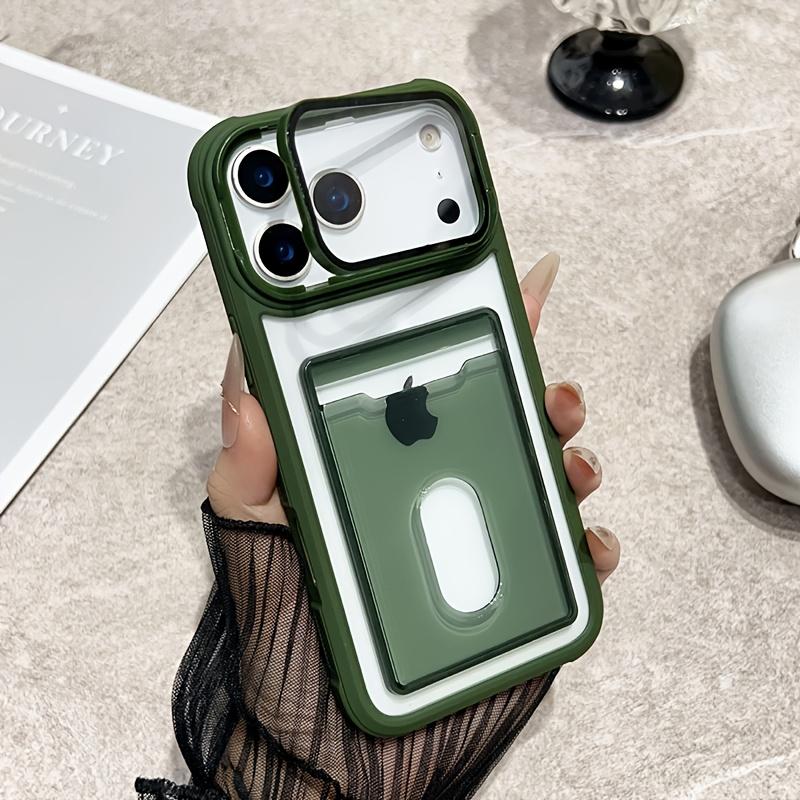 Роскошный Кошелек-Кардхолдер с Слотами Прозрачный Чехол для iPhone 17 Air 16 15 14 13 12 11 Pro Max Складная Подставка-Держатель для Линз Ударопрочный Чехол