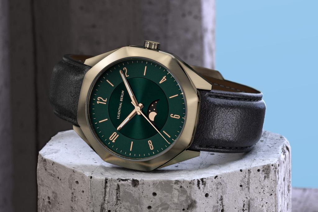 Lilianthal Berlin Фаза Луны Сделано в Черном Наручные часы, Германия, OM1-003-CB004BB, Мужские,