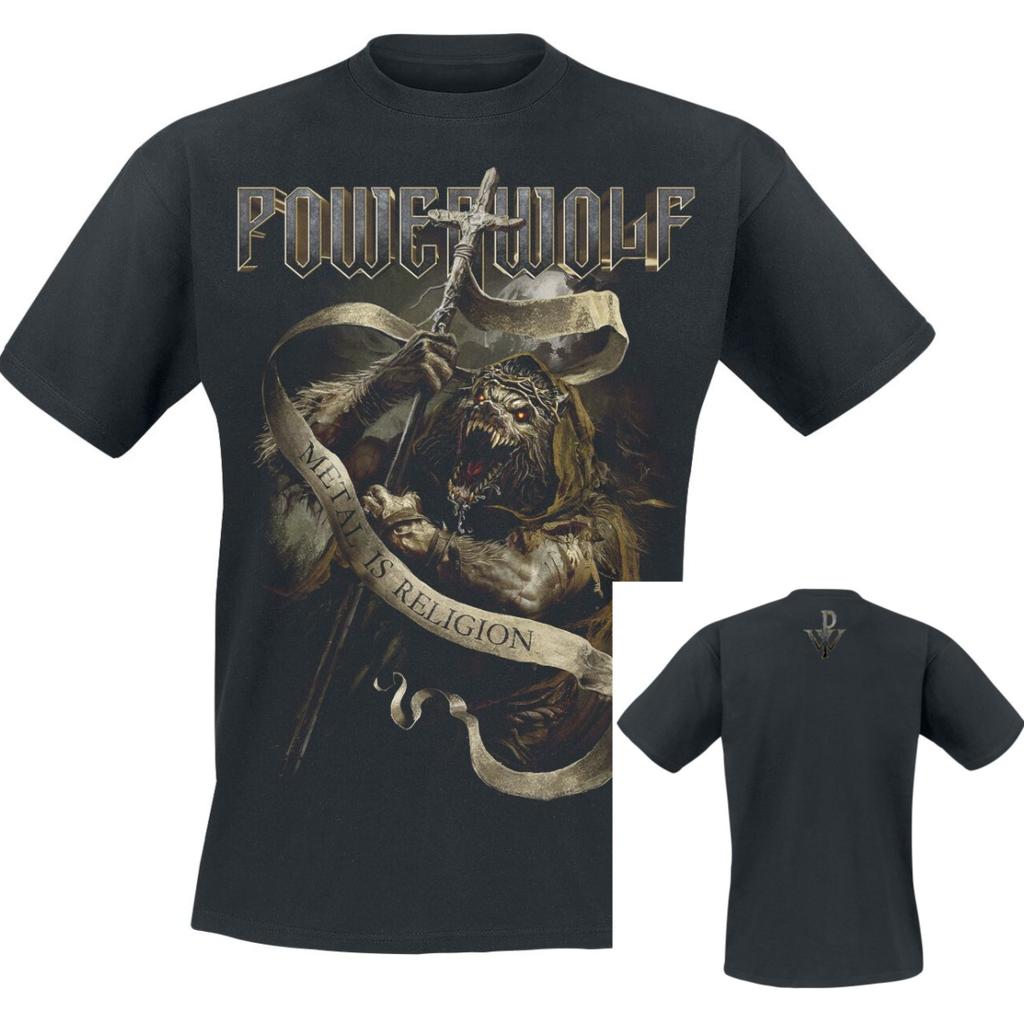 Футболка Mad Monk Powerwolf Мужская Женская Винтажная Металл Рок Группа Графическая Футболка 100% Хлопок Летний Уличный Топ