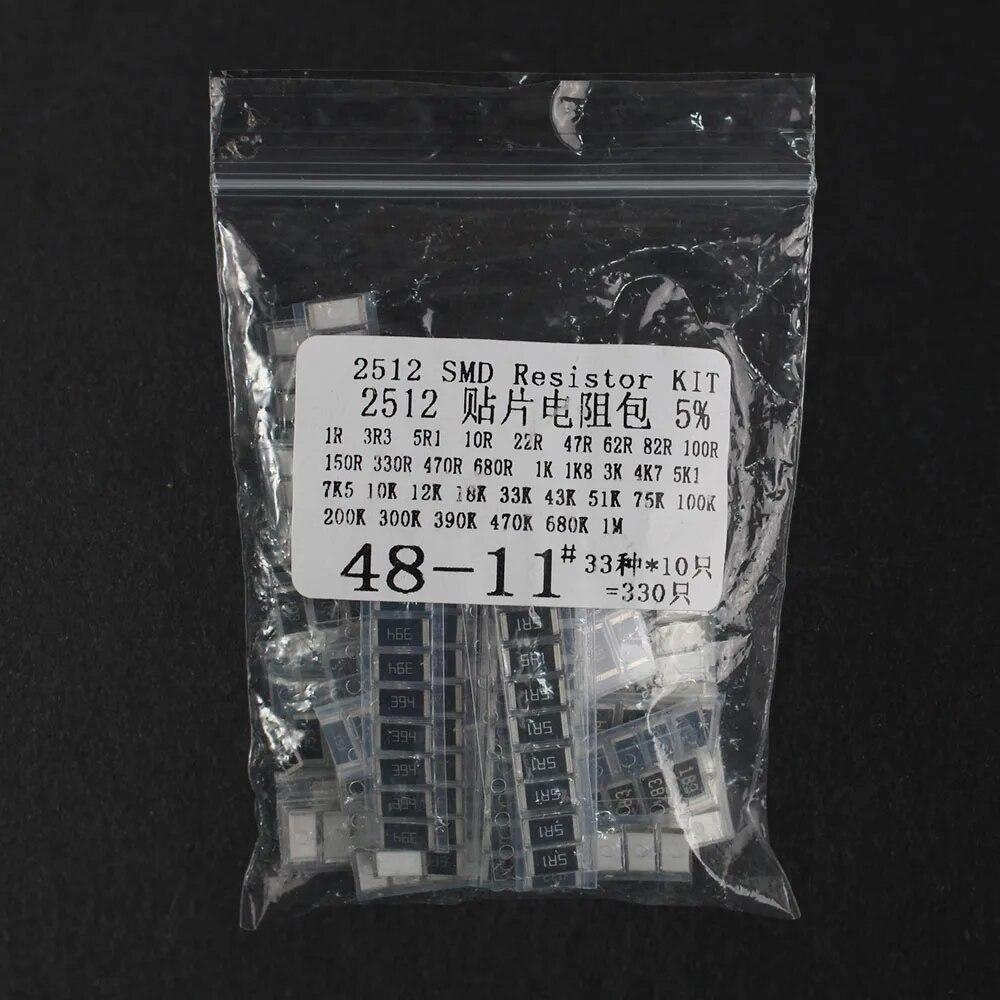 330 шт./компл., набор резисторов SMD 2512, 5%, 1R-1M, 33 значения, 10 шт. для каждого электронного компонента своими руками
