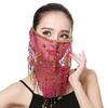 Performance Veil Flower Sequins Beads Decor See-through Lace Belly Dance Tribal Face Veil Breathable Fabric Adjustable Strap Indian Dance Veil