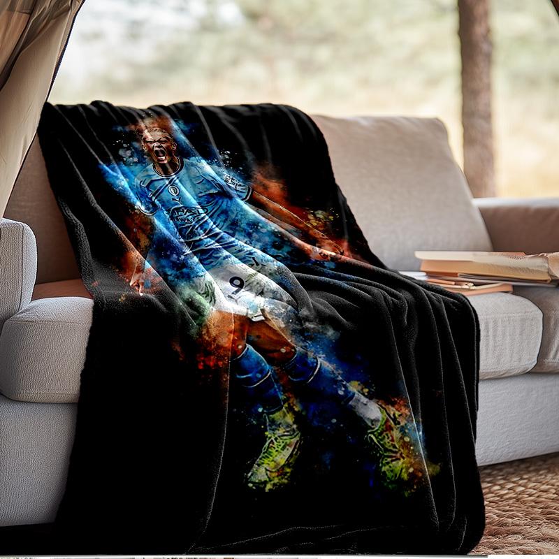 Haaland's Number 9 Journey Blanket Outdoor Flannel Blanket for Camping, Hiking, Garden Parties, Picnic Essentials,gift for family and friends