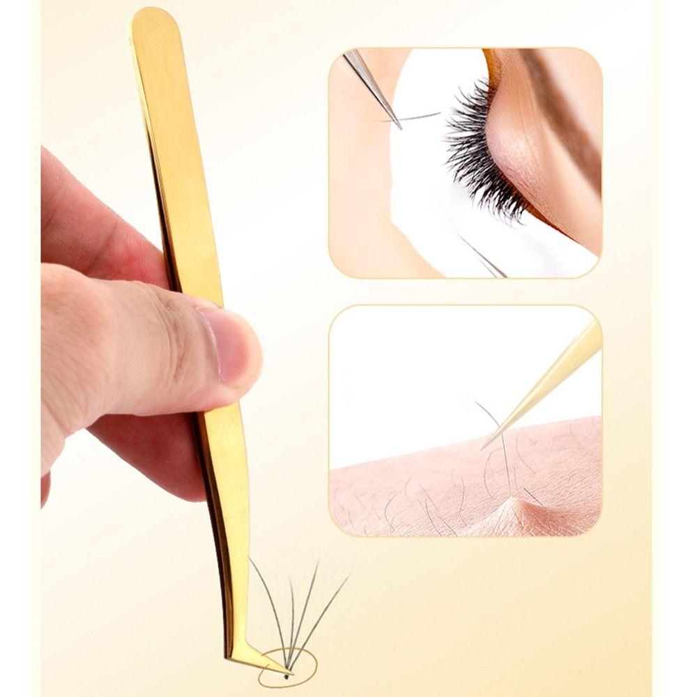 Пинцеты с изогнутым кончиком против скольжения Золотые прямые пинцеты Пинцеты для наращивания ресниц Аксессуары для макияжа