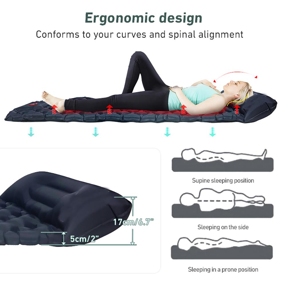 Надувной коврик для сна на открытом воздухе, надувной матрас для кемпинга, встроенный насос, сверхлегкий дорожный коврик на воздушной подушке с подголовником для путешествий, пешего туризма