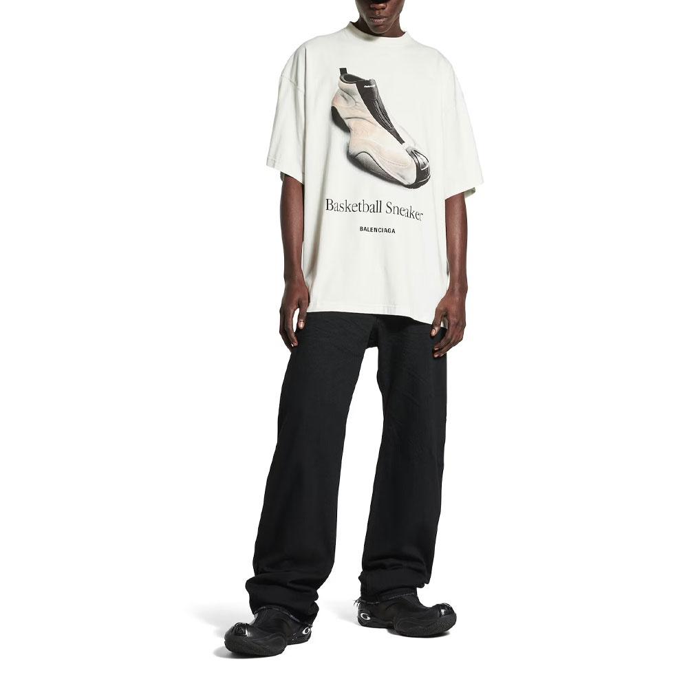 Balenciaga Футболка с принтом 'White' для мужчин, кроссовки для баскетбола 831305TSVN39012