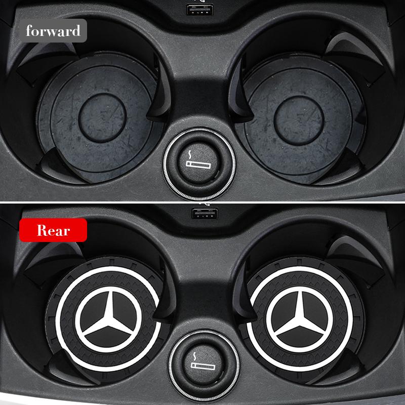 For MERCEDES BENZ AMG W203 W205 W206 W166 X253 C180 X205 PVC Car Coasters Water Cup Slots Non-Slip Mat Water Cup Pad Accessories OX9