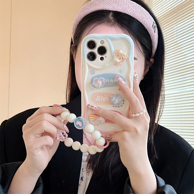 Милый мультяшный 3d медведь кролик цветок Радуга браслет из бисера мягкий чехол для Iphone 14 12 11 13 Pro Xr X Xs Max защитная задняя крышка