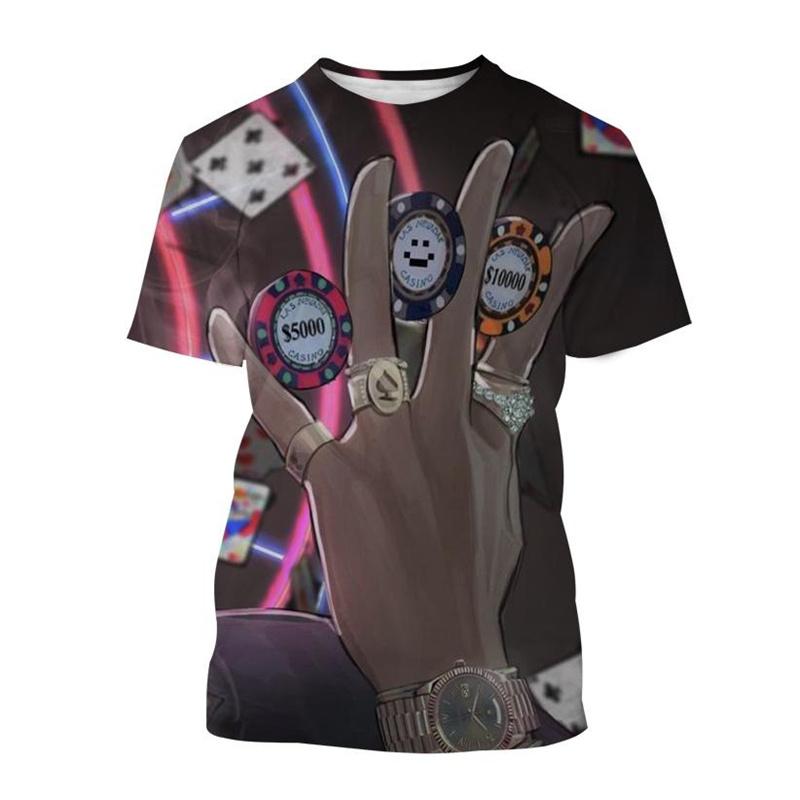 Футболка для мужчин в стиле ретро с 3D принтом в кости и покер, креативные крутые летние футболки с короткими рукавами, индивидуальная уличная футболка, топы, одежда