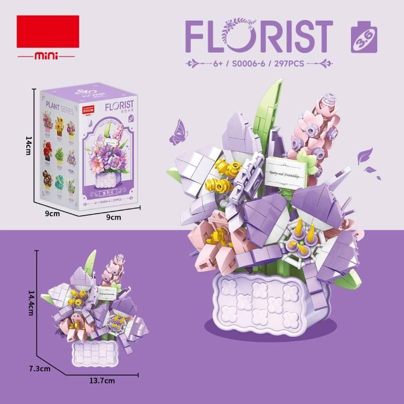 Пластиковая корзина с подсолнухами, гвоздиками, розами, строительные блоки с DIY сборкой для девочек и домашнего декора