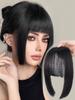 На клипсе тупая челка, наращивание волос, синтетический парик, накладная бахрома, натуральная челка, черные, коричневые аксессуары, накладные волосы