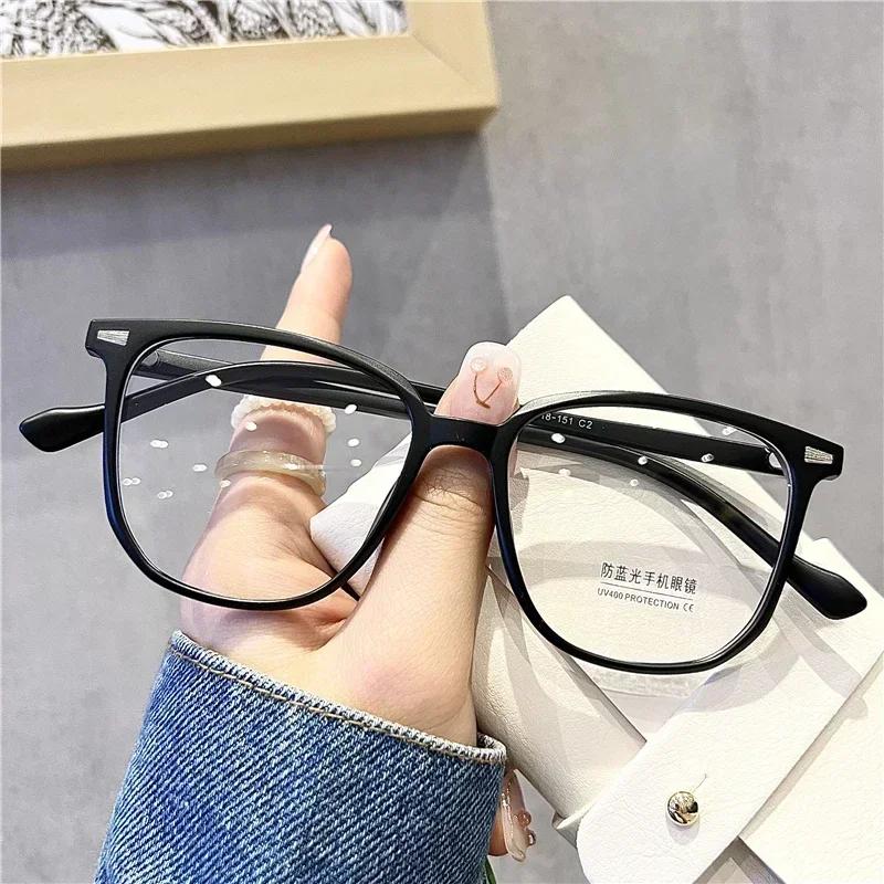 Anti Blue Light Ladies Square Myopia Glasses Ultralight Clear Transparent Computer Nearsighted Eyeglasses With Diopter 0 To -4.0