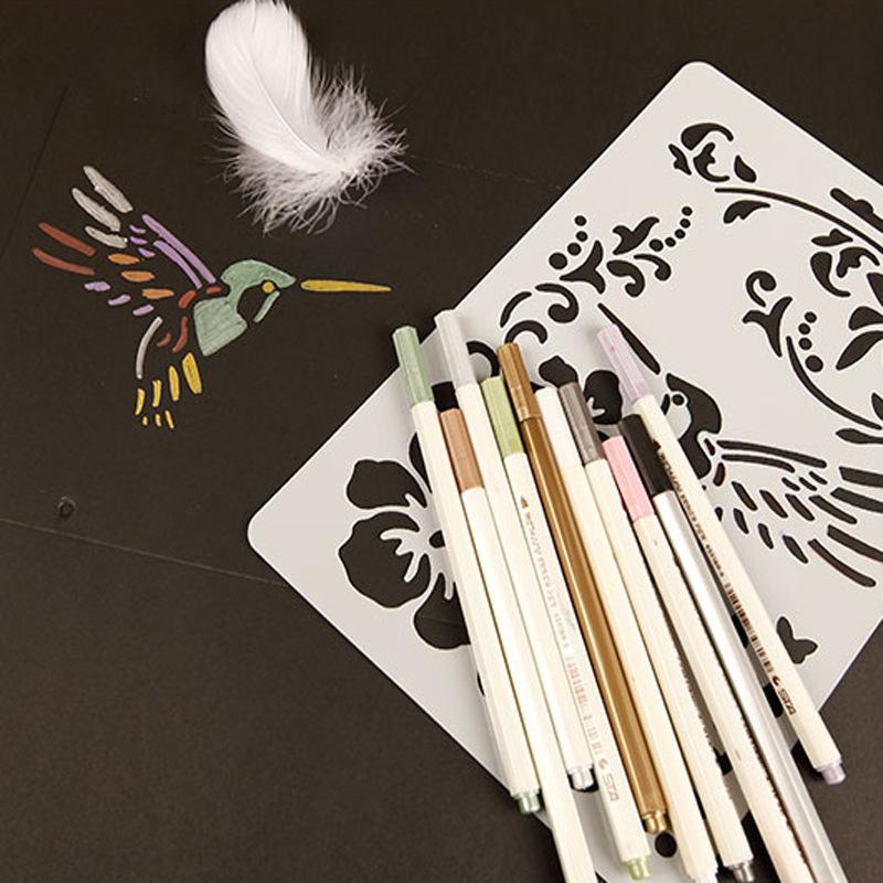 Инструменты для самостоятельного украшения альбомов: Тематическая кружевная линейка, полые шаблоны для домашних животных и принадлежности для рисования