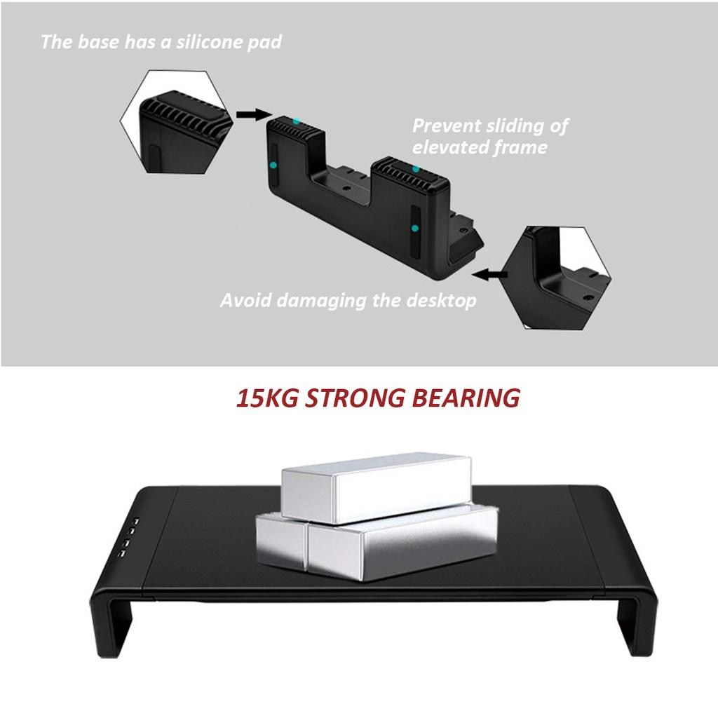 4 USB Многофункциональная подставка-подставка для монитора компьютера с портами 2.0, зарядкой, держатель для монитора, полка для экрана компьютера, органайзер для ноутбука, черный