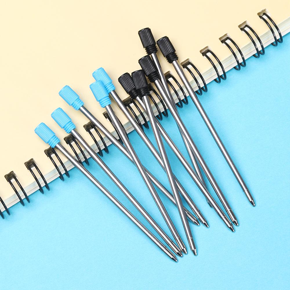 10 шт./лот, 0,5 мм, школьные, офисные, с синими/черными чернилами, стержни для шариковой ручки, средний наконечник, металлический сердечник