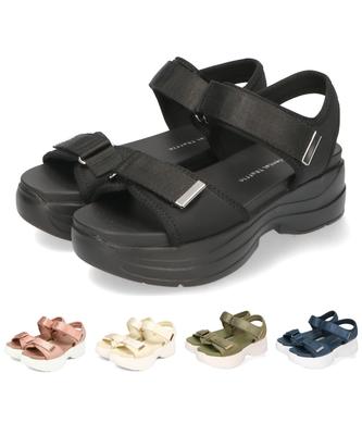 Oriental Traffic Спортивные сандалии на платформе Удобные для ходьбы и двойные Доступны в больших и маленьких размерах 42207 Черные Женские Подошвы, в,