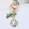 Новогодний брелок с пандой, бамбуковый венок, кулон, полированный зажим для омара, легкая сумка через плечо, школьный ранец, украшение, кулон, брелок