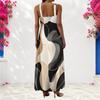 Women Plus Size Scoop Neck Strappy Sleeveless A Line Colorful Printed Long Dress