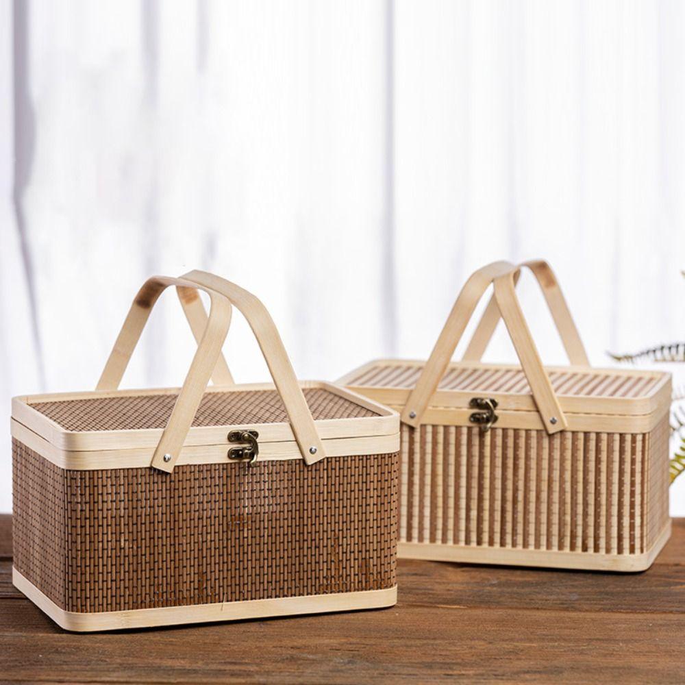 Chinese Style Moon Cake Box Vintage Bread Storage Basket Bread Organizer Egg Container Camping