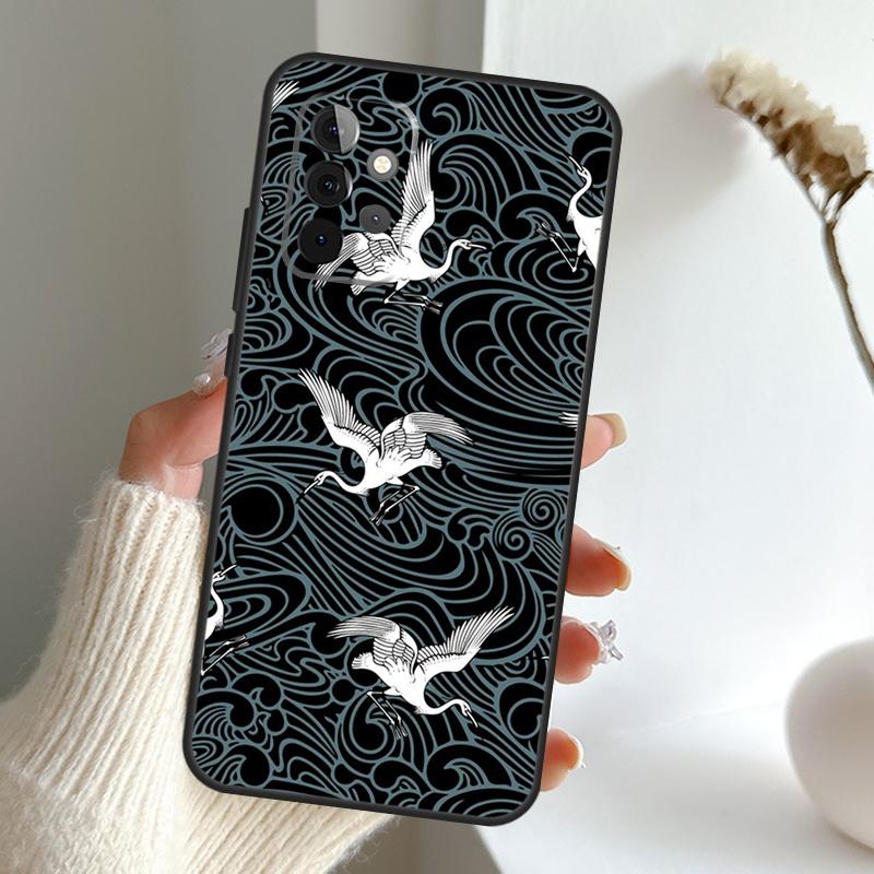 Чехол-накладка Art Crane Waves для Samsung Galaxy A13 A33 A53 A06 A17 A56 A36 A26 A16 A15 A35 A55 A34 A54 A52 A12 A32