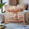 Pink Vintage Carousel Pattern Pillowcase Polyester Home Decor Cushion Cover For Bedroom
