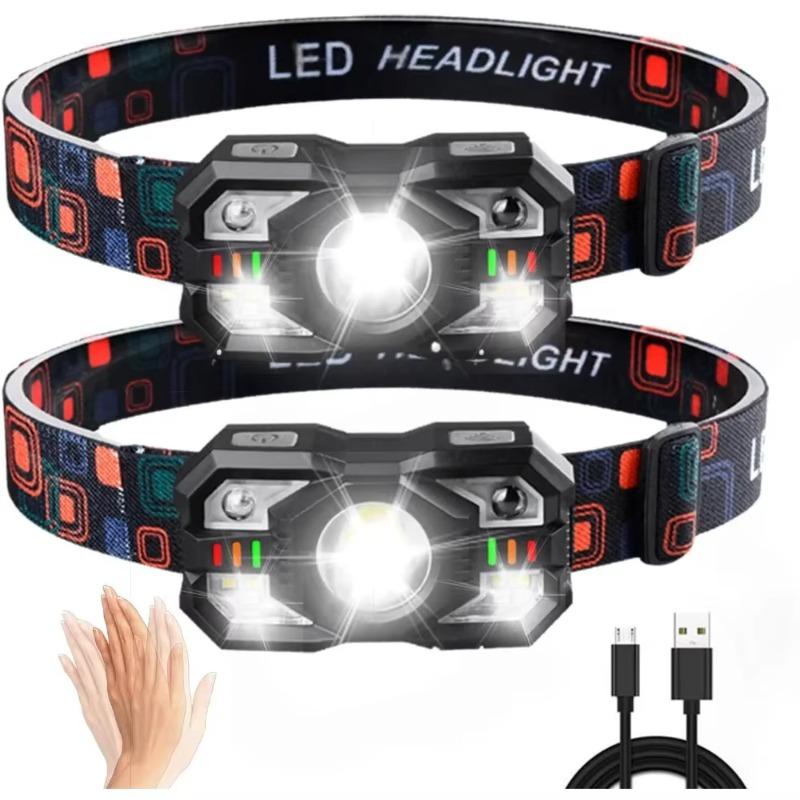 Перезаряжаемый налобный фонарь с датчиком движения Светодиодный фонарик Рабочий Мини-налобный фонарь USB Портативный Уличный Для Кемпинга Свет Беговой фонарик