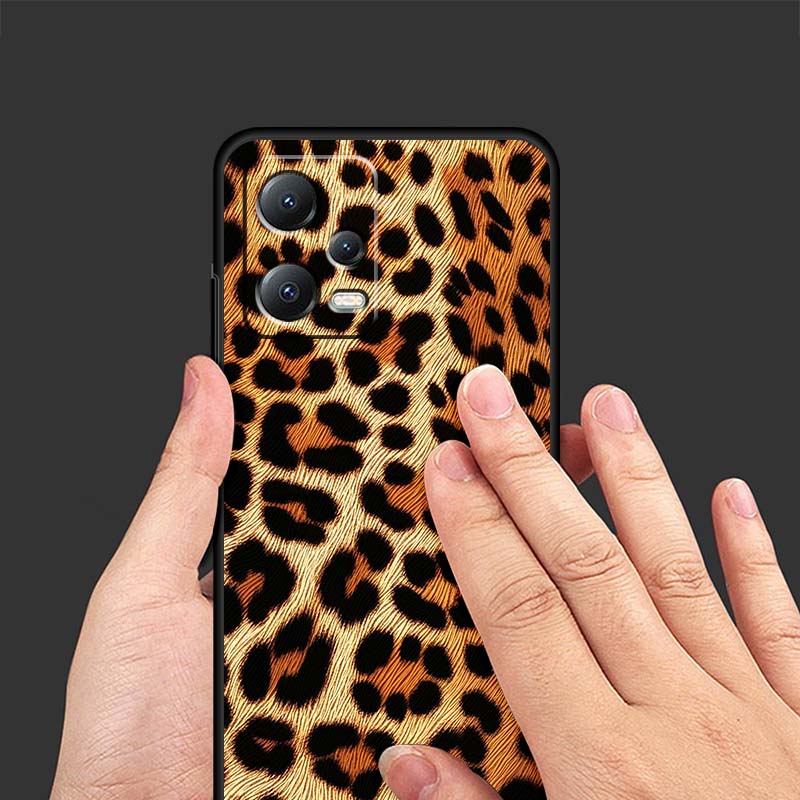 Роскошный чехол для телефона с принтом леопарда Для Xiaomi Redmi Note 15 14 13 12 12S 11E 11 11S Pro Plus 4G 5G Черный Мягкий ТПУ