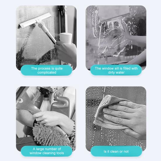 1/2/3 шт. Стеклоочиститель 4-в-1, очиститель стекла, скребок, распылитель, многофункциональный, с бутылкой-распылителем, для мытья окон