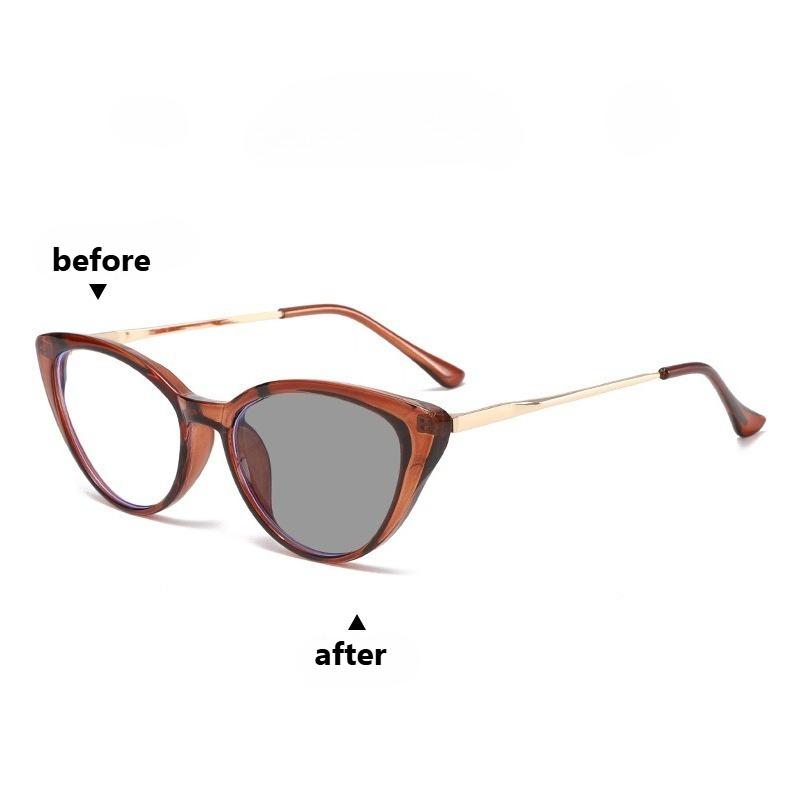 Фотохромные очки для близорукости с защитой от синего света для женщин и мужчин, стильные очки «кошачий глаз», меняющие цвет на улице, для близоркости, с защитой от УФ-лучей