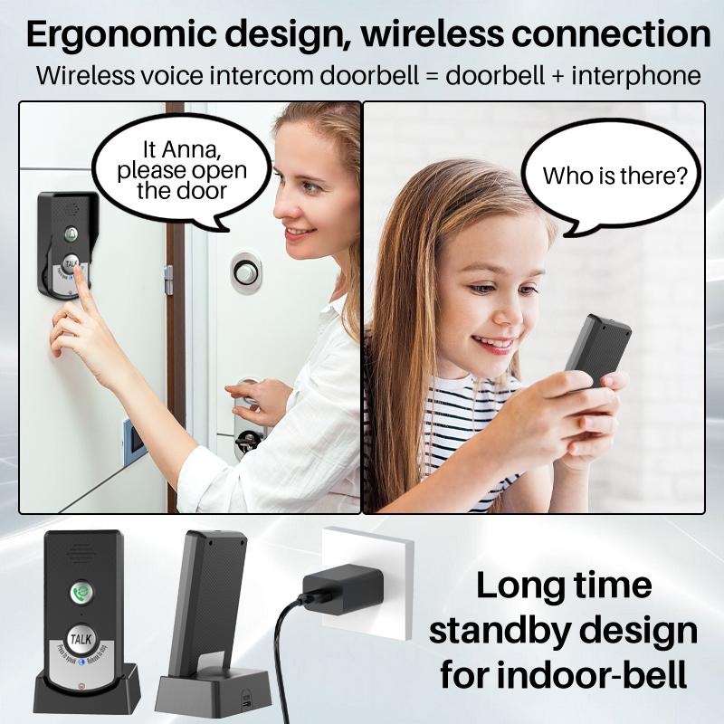 2.4Ghz Wireless Audio Intercom Door Phone Two Way Voice Doorbell H8 Voice Sender&Reciever Walkie-talkie Dooring DoorBellAA
