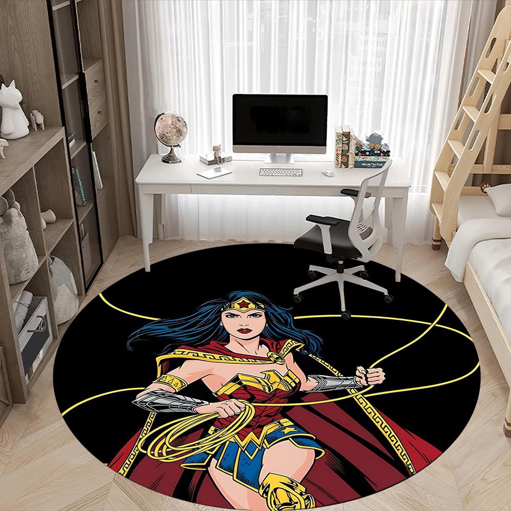 1pc Wonder Woman Office Round Area Rug, Under Office Chairs Bedroom Living Room Home Decor, Room Deco, Available in Various Sizes072