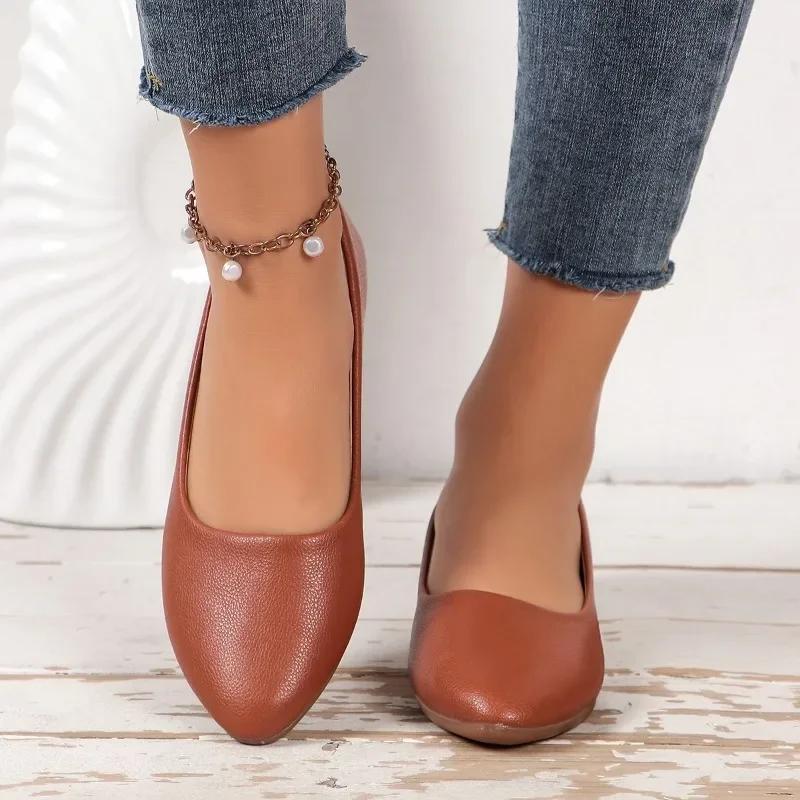 2024 Летний стиль с острым носком и неглубоким вырезом, дышащая спортивная женская обувь, повседневная, удобная, легкая, элегантная, плоская обувь