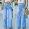 Petal Pocket Temperament Casual Loose Washed Denim Trousers Women