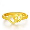 Chic Gold-plated Double Heart Ring Adjustable And Charming Heart Design Perfect For Women's Fashion