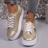 Мода Мода Металлическая Декорация На Шнуровке Обувь для Скейтборда Женская Осень Круглый Носок Толстая Подошва Кроссовки Повседневная Мягкая Подошва Нескользящая Обувь