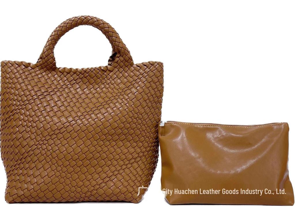 Женская большая модная плетеная сумка-тоут - Универсальная двухручная сумка-шоппер «мать-ребенок»