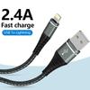 Кабель Lightning USB для быстрой зарядки для 14 13 12 11 Pro Max XS X XR 7 8 6 Plus SE, плетеный нейлоновый шнур зарядного устройства