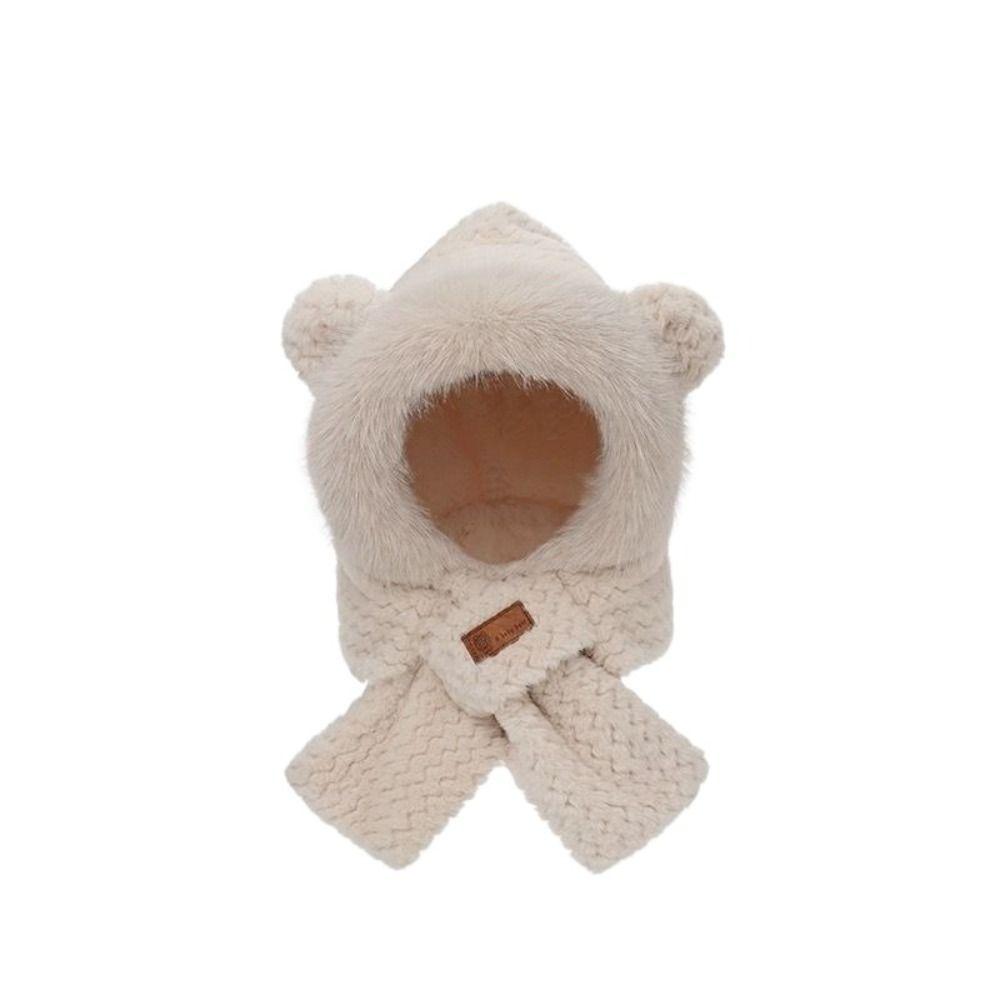 Теплая шапка с медвежьими ушками, мягкий зимний шейный платок, модный плюшевый шарф, для улицы