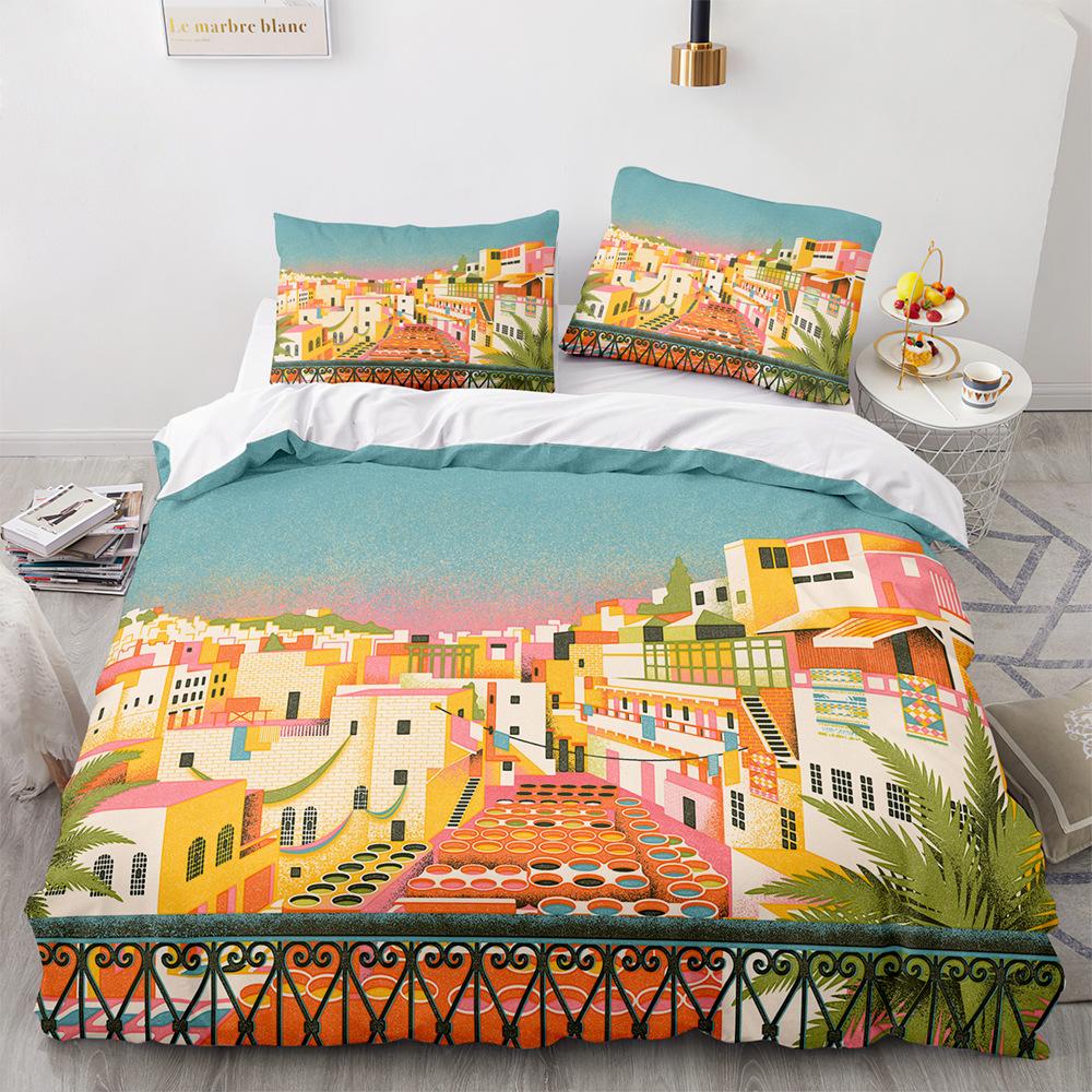 Спортивный граффити King Queen Пододеяльник с рисунком велосипеда и ракетки для бадминтона Комплект постельного белья для детей Черный 2/3 шт. Полиэстеровый пододеяльник