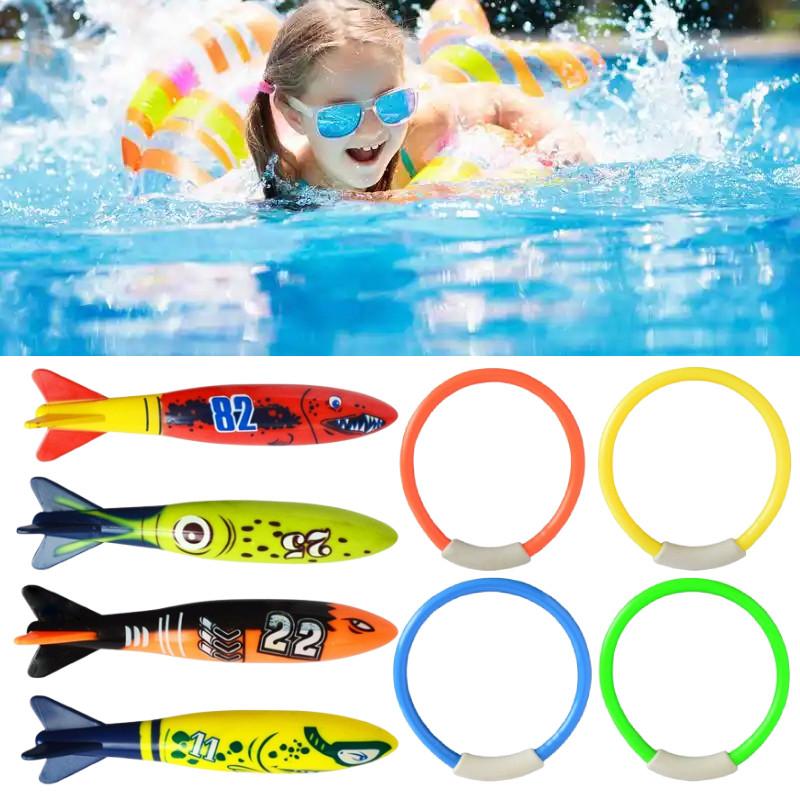 Floating Torpedoes Rings Swimming Pool Toys Dive Sticks Kids Game Prop Gift