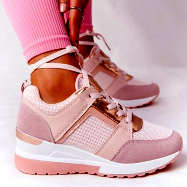 Fashion Women's Shoes 2025 Summer Wedge Platform Casual Shoes Women Lace Up Sports Shoes Woman Plus Size Non Slip Breathable Sneaker