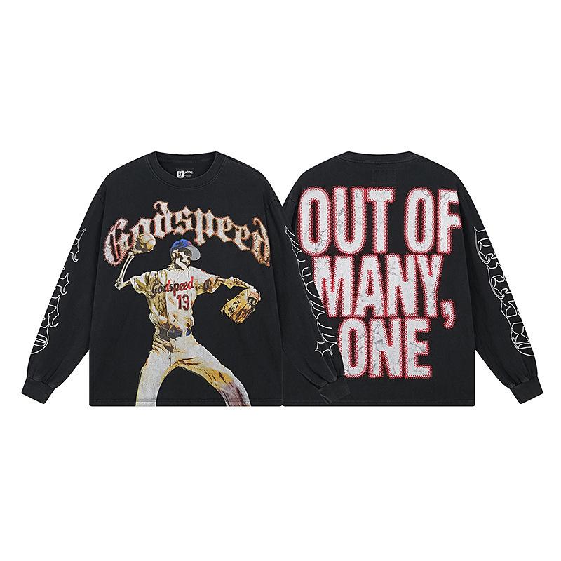 Odspeedss осень и зима новый прямой принт стирка вода ретро чистый хлопок хип-хоп красота тренд худи свитер