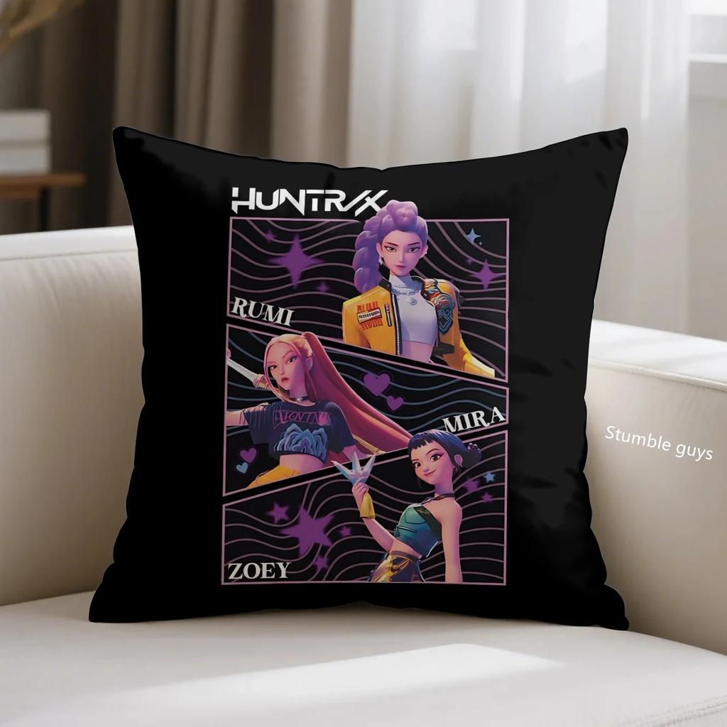Kpop Cushion Cover Demon Hunters Anime Sofa Pillowcase For Fans