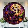 Spooky Witch Theme Halloween Party Decor Round Wooden Hanging Plaque Indoor Outdoor Wall Sign Farmhouse Door Ornament Holiday Gift Decoration