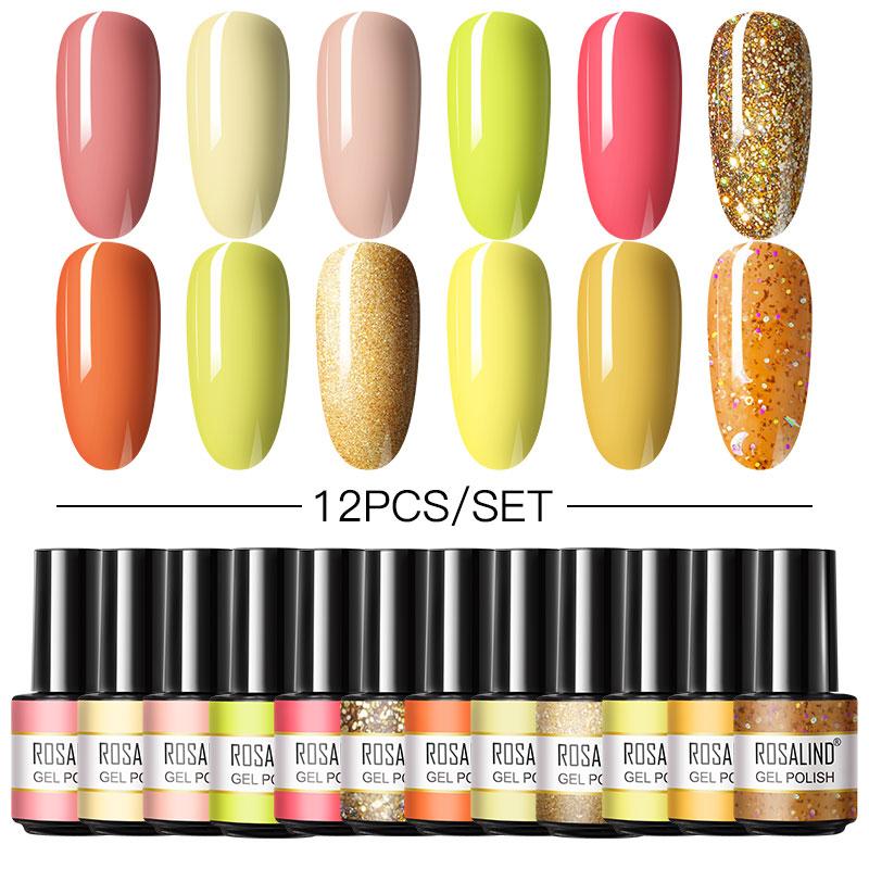 ROSALIND Профессиональный маникюрный набор с лампой для ногтей, набор гель-лаков для ногтей, полный набор инструментов для дизайна ногтей, светодиодная/УФ-лампа