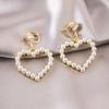 Элегантные клипсы для ушей с жемчужным сердцем и треугольником - Не требуют прокола, Модные и универсальные серьги для женщин
