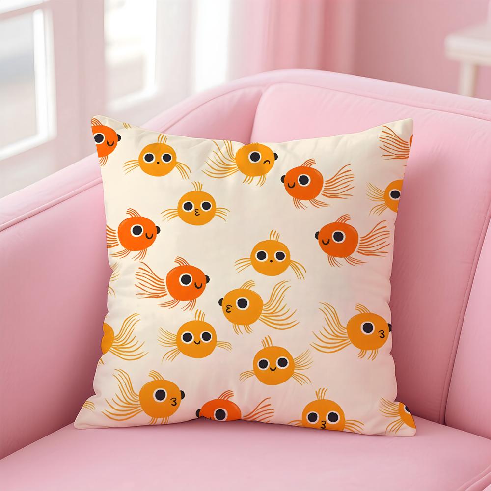 Cute and Childlike fishes Cushion Cover Pillow Case Soft Skin Friendly Fabric Concealed Zipper