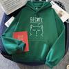 Women Clothing Russian Script CAT Graphic Hoodies Sudadera Mujer Long Sleeve Hooded Pullovers Moletom Hoody