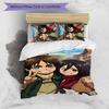 Eren & Mikasa 3pcs Bedding Set Duvet Cover Closure Includes 1 Duvet Cover & 2 Pillowcases for All Seasons Bedroom Home Dorm Decor