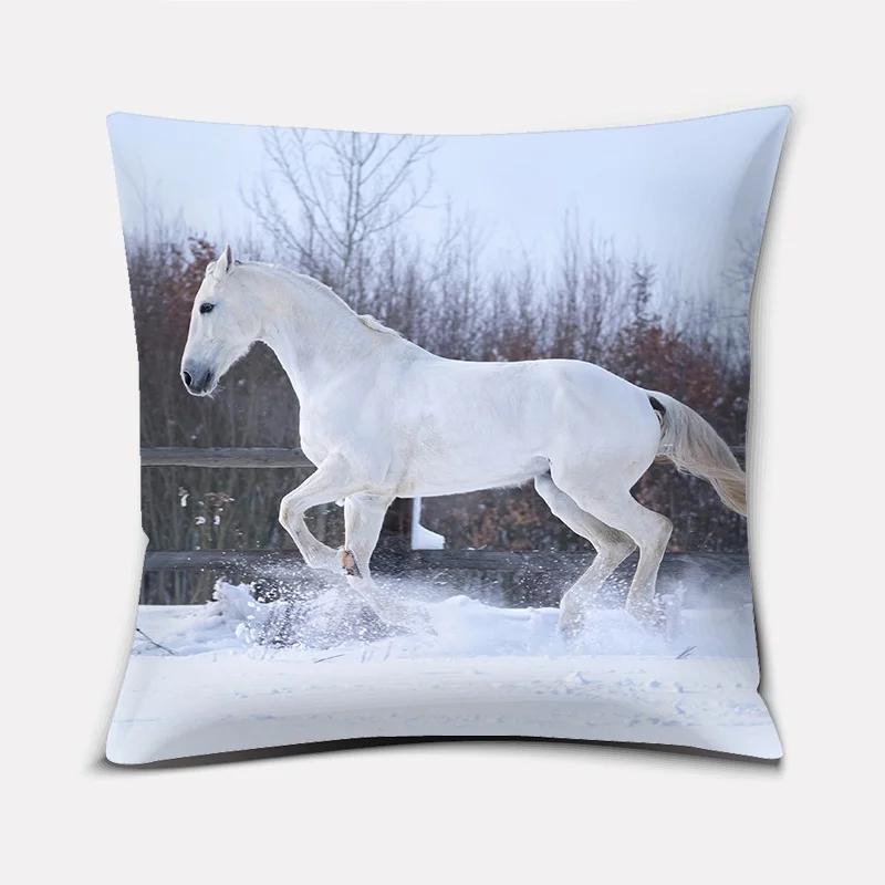 Модная классическая квадратная наволочка, скачущая лошадь, великолепный узор. Чехол на подушку для дивана в гостиной, чехол для подушки